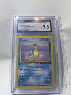 Lapras 25/62 Rare 1st First Edition Pokemon Fossil CGC 9.5 Mint+ nonholo - Image 1