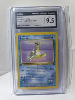 Lapras 25/62 Rare 1st First Edition Pokemon Fossil CGC 9.5 Mint+ nonholo - Image 2