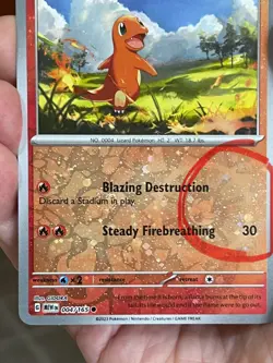 POKEMON CHARMANDER 004/165 COMMON COSMOS REVERSE SWIRL SCARLET & VIOLET MEW - Image 2