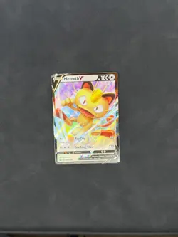 Pokemon TCG Meowth V SWSH004 Black Star Promo Holo Near Mint - Image 1