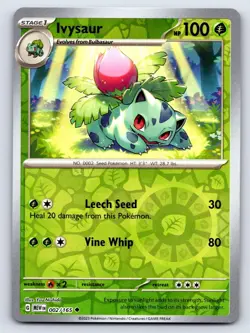 Ivysaur 002/165 Uncommon 151 Pokemon Reverse Holo Near Mint - Image 1