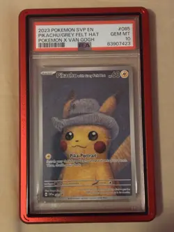 2023 Pokemon X Van Gogh Pikachu With Grey Felt Hat Black Star Promo #085 PSA 10 - Image 1