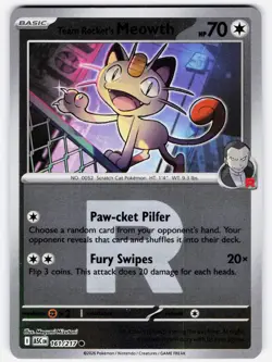 TEAM ROCKET'S MEOWTH (TEAM ROCKET) 161/217 HOLO ASCENDED HEROES REVERSE HOLO NM - Image 1