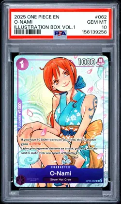 2025 ONE PIECE PROMOS ILLUSTRATION BOX VOL.1 #062 O-NAMI PSA 10 - Image 1