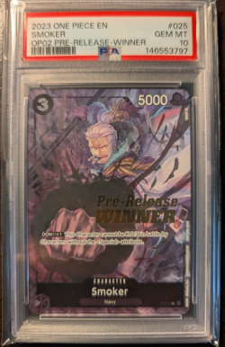 ONE PIECE SMOKER 2023 PROMOS #025 OP02 PRE- RELEASE-WINNER PSA 10 - Image 1