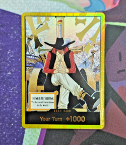 OP14 Gold DON!! Card Hawk Eye Mihawk The Azure Seas Seven One Piece CCG ENGLISH - Image 2