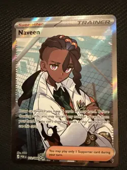 Pokemon Naveen Trainer Supporter 122/088 POBM Full Art Holo English Card - Image 1