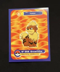 2025 POKEMON KANTO & JOHTO FH Sticker #058 GROWLITHE Peru Edition - Image 1