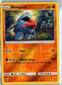 Nosepass 69/145 Common Guardians Rising Pokemon Reverse Holo Lightly Played - Image 1