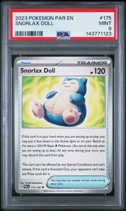 2023 POKEMON PAR EN-PARADOX RIFT #175 SNORLAX DOLL PSA 9 - Image 1