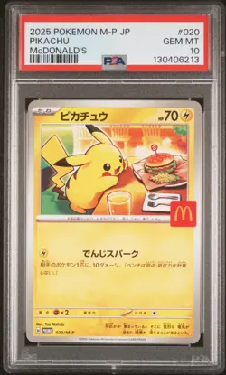2025 POKEMON JAPANESE M-P PROMO MCDONALD'S #020 PIKACHU PSA 10 - Image 1
