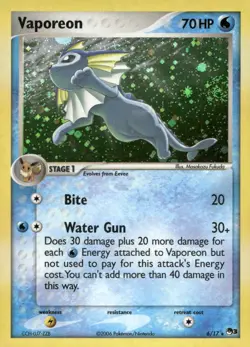 Vaporeon 6/17 Rare POP Series 3 Pokemon Holo Moderately Played - Image 1