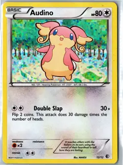 Audino 12/12 McDonald’s Holo 2011 Pokemon Card DMG (Crease) - Image 1