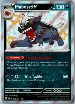 Pokemon Card - Mabosstiff 188/091 Paldean Fates Shiny Rare NM Hitoshi Ariga - Image 1