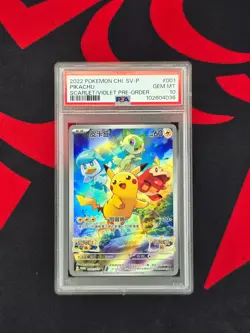 PSA 10 Chinese Pikachu 001/SV-P Promo Scarlet & Violet Holo Pokemon TCG - Image 1