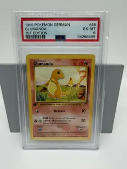 Pokemon 1ST Basis-Set 1. Edition 1999 Deutsch Glumanda 46/102 PSA 6 vom Handler - Image 1