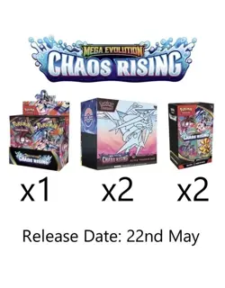 PRESALE Chaos Rising Pokemon Center Bundle 1x Booster Box, 2x Bundles, 2x PC ETB - Image 1