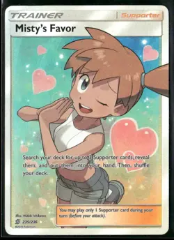 2019 Pokemon Unified Minds Ultra Rare Full Art Misty's Favor 235/236 - Image 1