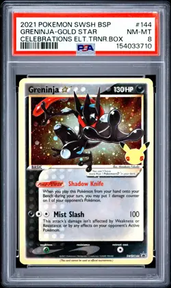 2021 POKEMON SWSH BLACK STAR PROMO #144 GRENINJA-GOLD STAR PSA 8 - Image 1