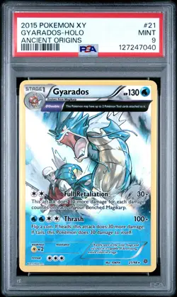 2015 POKEMON XY ANCIENT ORIGINS #21 GYARADOS-HOLO PSA 9 - Image 1