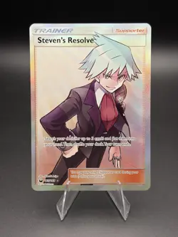 Pokemon Steven’s Resolve 165/168 Sun & Moon Celestial Storm Full Art Trainer - Image 1