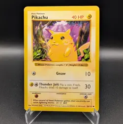 Pikachu - 58/102 Yellow Cheeks Base Set Shadowless - MP - Pokemon TCG WOTC - Image 1