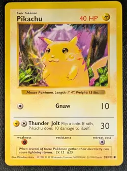 Pikachu - 58/102 Yellow Cheeks Base Set Shadowless - MP - Pokemon TCG WOTC - Image 3