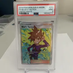 2019 Pokemon Unified Minds Blue’s Tactics #231 PSA MINT 9 - Image 1
