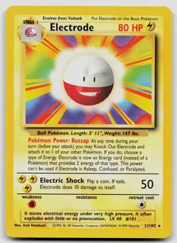 ELECTRODE 21/102 RARE BASE SET UNLIMITED POKEMON LP - Image 1