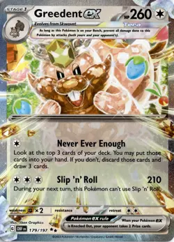 Greedent ex 179/197 SV03: Obsidian Flames Pokemon Card TCG - Image 1