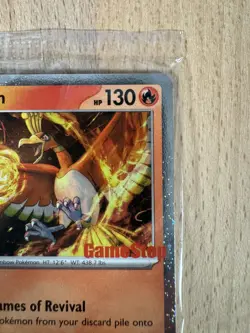 Pokemon Ho-Oh Promo Card GameStop Flames of Revival Bright Wing 130 HP - Image 2