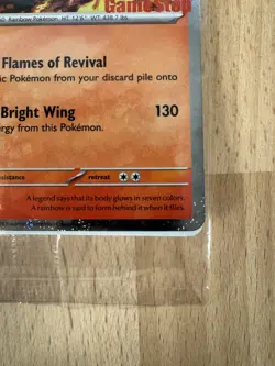 Pokemon Ho-Oh Promo Card GameStop Flames of Revival Bright Wing 130 HP - Image 5