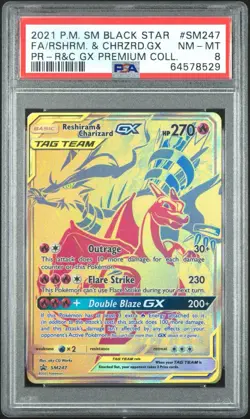 Pokemon TCG Sun and Moon Reshiram Charizard GX PSA 8 - Image 1