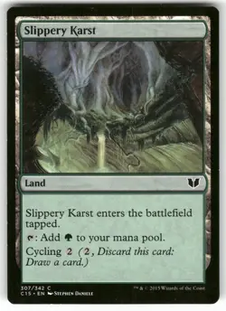Slippery Karst 307 Common Commander 2015 Magic: The Gathering Near Mint - Image 1