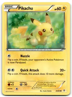 2016 XY - Generations Pokemon Pikachu Basic/Common #26 - Image 1