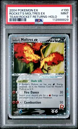 2004 POKEMON EX TEAM ROCKET RETURNS #100 ROCKET'S MOLTRES EX-HOLO PSA 9 - Image 1