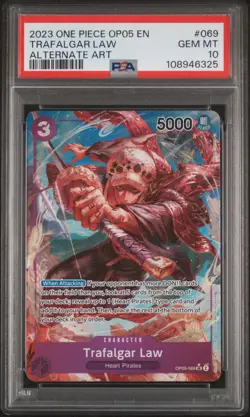 2023 PSA 10 One Piece Awakening of The New Era Alt Art Trafalgar Law OP05-069 - Image 1