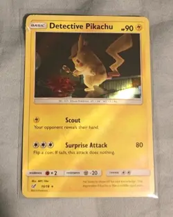 Pokemon TCG Detective Pikachu 10/18 Detective Pikachu Holo MP Card - Image 1