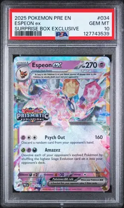 2025 POKEMON PRE EN-PRISMATIC EVOLUTIONS SURPRISE BOX EXCLUSIVE ESPEON EX PSA 10 - Image 1