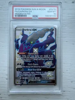 2019 POKEMON SUN & MOON HIDDEN FATES #SV70 FULL ART/DARKRAI GX PSA 10 - Image 1
