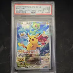 Pokemon Pikachu 001/SV-P SV-P Promo Holo PSA 10 Japanese 2022 - Image 1