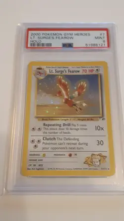 Pokemon 2000 Gym Heroes holo Lt. Surge's Fearow #7/132 PSA 9 MINT - Image 1