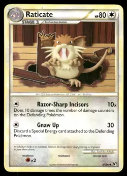 Pokemon Cards Raticate 34/90 HGSS Undaunted Uncommon NM - Image 1