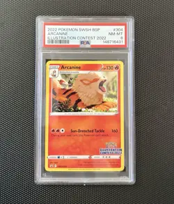 2022 POKEMON SWSH BLACK STAR PROMO ILLUSTRATION CONTEST 2022 #304 ARCANINE PSA 8 - Image 1