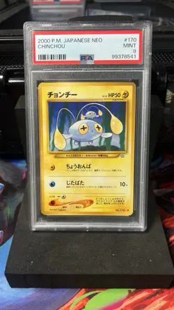 2000 Pokemon Japanese Neo Chinchou #170 PSA 9 Mint Vintage Japanese Neo Genesis - Image 1