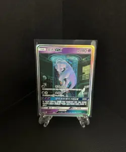 Korean Pokemon Card Mewtwo GX 082/072 Shining Legends Holo Full Alt Art SR Used - Image 1