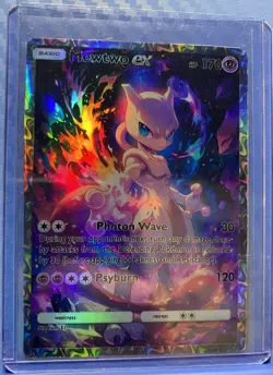 Pokemon Mewtwo Anime Card Full Art Fanart Custom Card Holo ACG DIY - Image 1