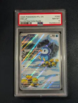 2025 POKEMON PFL EN-PHANTASMAL FLAMES ILLUSTRATION RARE #098 PIPLUP PSA 8 - Image 1