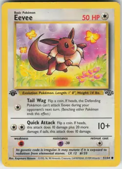 Eevee 51/64 Common Jungle Pokemon 1st Edition Heavily Played - Image 1