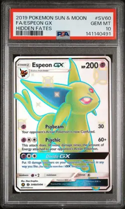 2019 Pokemon Hidden Fates Espeon GX #SV60/SV94 Full Art Shiny PSA 10 New Cert! - Image 1